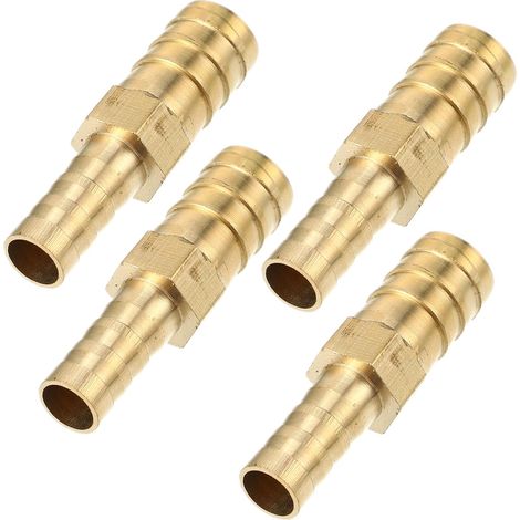 4 Pièces Raccord Tuyau Barbelé Droit Laiton 12mm-8mm Pour Moto, Voiture, Camion, Air, Eau, Carburant, Huile, Gaz Inertes, Collier De Serrage, Joint Étanche, 42X13.5Mm (1/5)
