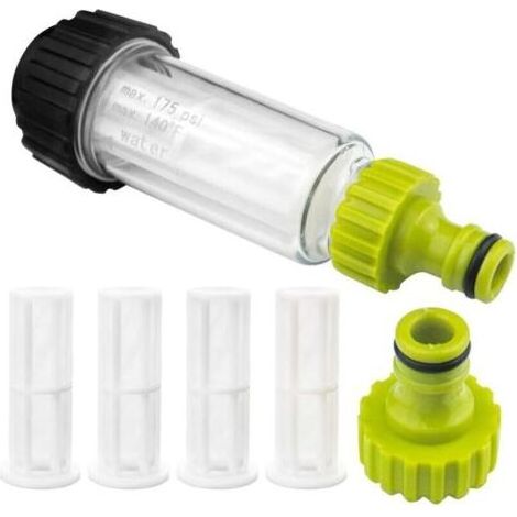 Kit de filtres à eau 3/4" Préfiltre à eau avec 4 filtres et adaptateur rapide pour nettoyeur haute pression, pompe de jardin, arrosage de jardin, camping-car (1/4)