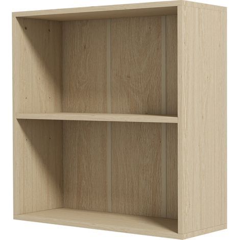 Bibliothèque étagère de rangement avec 2 compartiments et étagère réglable, 60 x 24 x 63 cm, effet bois naturel (1/5)