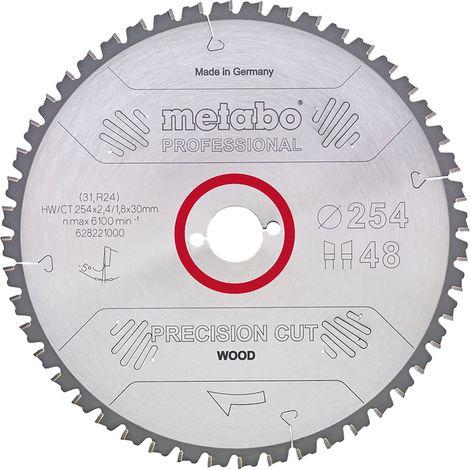 Hoja "Precision Cut Wood" HW/CT 254x30, 48 WZ -5° para sierra circular Metabo (1/2)
