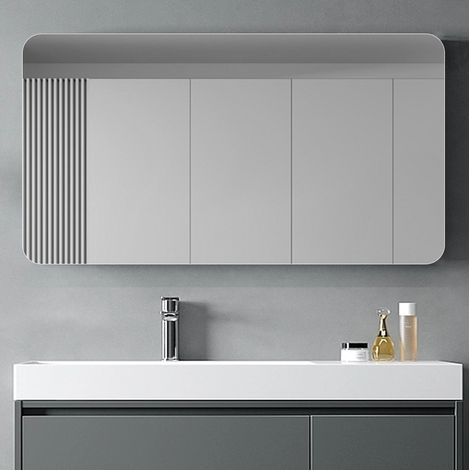 Badezimmerspiegel 90x70 cm aus versilbertem Glas, rahmenlos, wandmontiert – MEUBLIV (1/5)