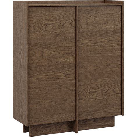 Buffet haut 2 portes Japandi Bois foncé
