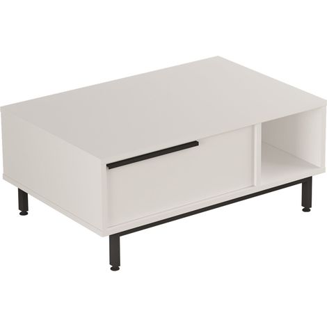 Mesa de centro/consola/auxiliar para salón 90 x 60 x 38 cm blanco/negro 030010777