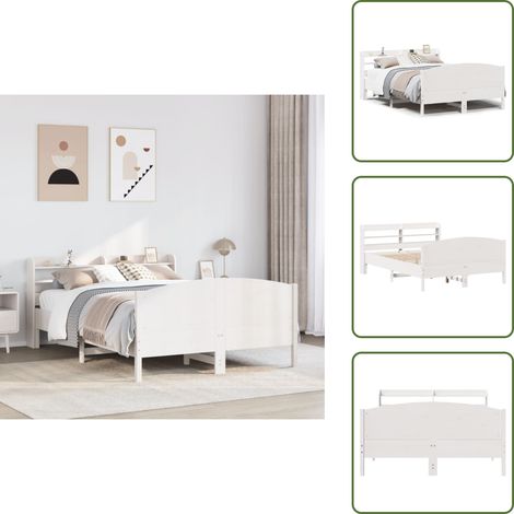Massivholzbett ohne Matratze Weiß 150x200 cm Kiefernholz - Bettgestell - Bettgestelle - Bettrahmen - Bett (1/5)