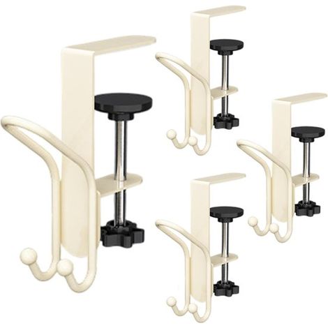 Ganci appendiabiti - Ganci per asciugamani - 4 pezzi di ganci appendiabiti regolabili in metallo, doppi ganci appendiabiti con sistema di bloccaggio, senza camino, adatti per Natale, bianchi, cintres (1/5)