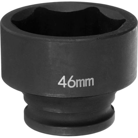Douille à Choc 6 Points 46mm Douille Métrique 1/2" Entraînement Carré 2" (50mm) Long Douilles Hexagonales pour Écrous d'Axe de Broche en Acier Cr-Mo Phosphaté, Noir (1/5)