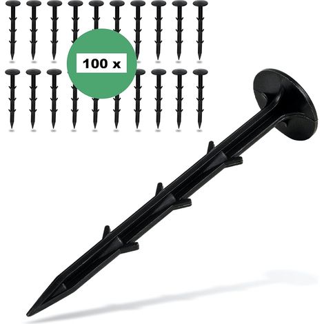 100 Piquets De Fixation, Plastique Incassable, Résistant Aux Uv, Pour Toile De Paillage Et Bâche, Jardin (1/5)