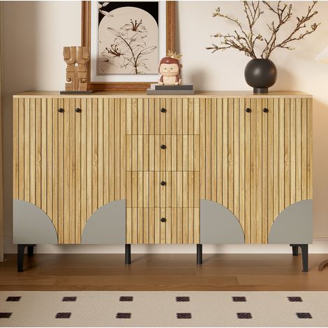 CHICFURN Aparador 160x36x94 cm de aglomerado acabado madera, 4 puertas y 4 cajones (1/5)