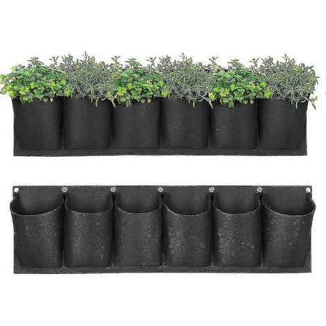 Jardinières murales suspendues pour plantes d'intérieur, 6 poches, nouvelle version améliorée, support pour plantes suspendues, décoration de jardin et d'intérieur (2 pièces) (1/5)