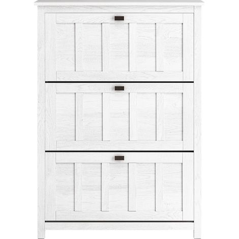 SoBuy Scarpiera Con 3 Ribalte E 6 Ripiani Scarpiera Con Scomparto Aggiuntivo Portascarpe Salvaspazio Bianco 80x30x111cm FSR162-W (1/5)