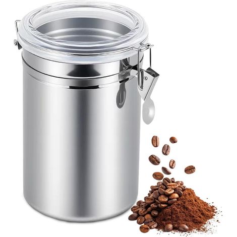 Luftdichte Kaffeedose aus Edelstahl, Bohnenbehälter mit Deckel (XL) (1/5)