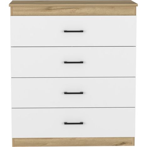 Cómoda de 4 Cajones Eter con tiradores métalicos Duna / Blanco (1/5)