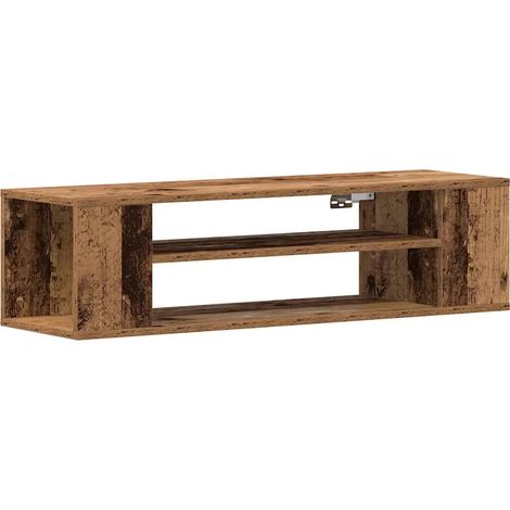 Meuble TV rectangulaire moderne avec étagères solution de rangement 100 x 30 x 26 cm en bois ancien