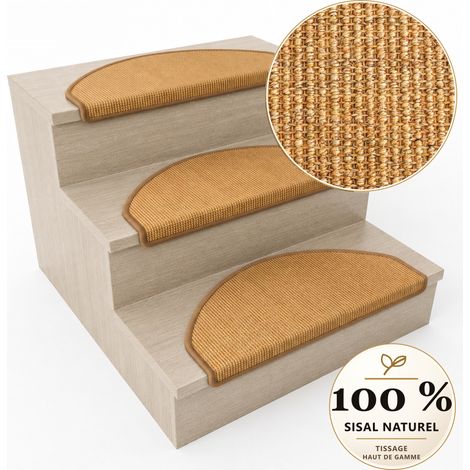 Tapis d'escalier en sisal Goa Demi-circulaire Nature 23,5 × 65 cm
