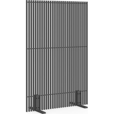 Paravent außen durchbrochene dekorative Klaustra 120 x 180 cm vertikale Jalousien Metall anthrazitgrau