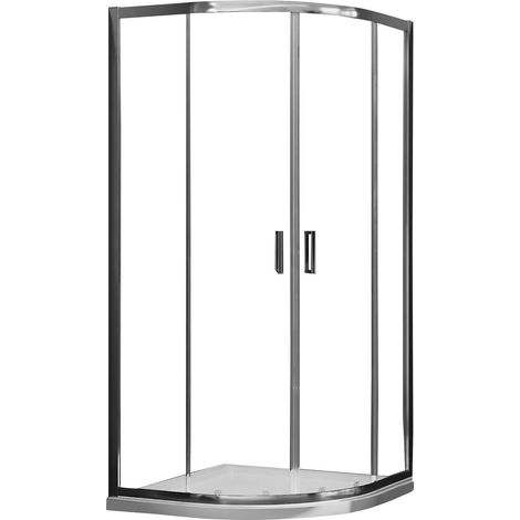 Box Doccia Semicircolare 80x80 cm 2 Ante Scorrevoli in Cristallo Trasparente 6mm H185 Fosterberg Dragor (1/4)