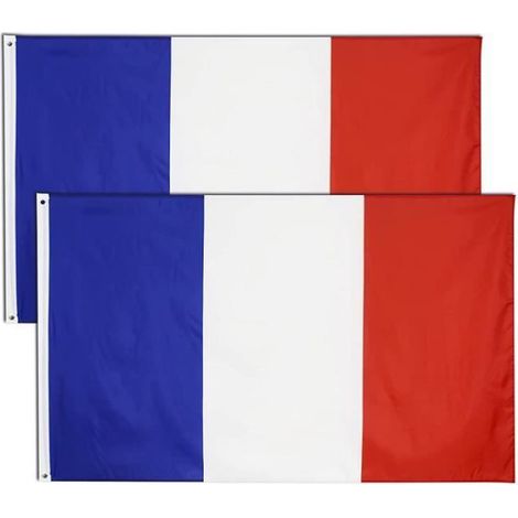 Drapeau Français - 90 x 150 cm - Œillets en laiton - Polyester 100 % - Extérieur - 2 Pièces