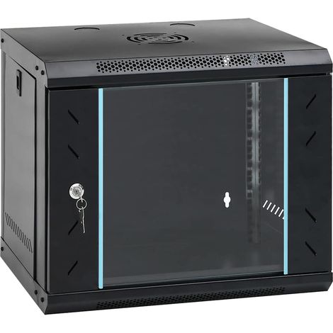vidaXL Armoire réseau avec stockage Noir 53 x 45 x 45 cm Acier (1/5)
