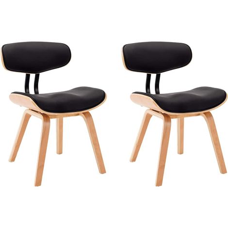 Maison Exclusive - Esszimmerstühle 2 Stk. Schwarz Bugholz und Kun (1/5)