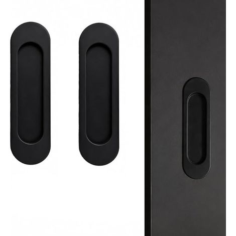 Tiradores para puertas correderas, aleación de aluminio, negro mate, ovalados, 148 x 35 mm, instalación sin taladrar, tirador de puerta interior para armarios, ventanas, alacenas, muebles