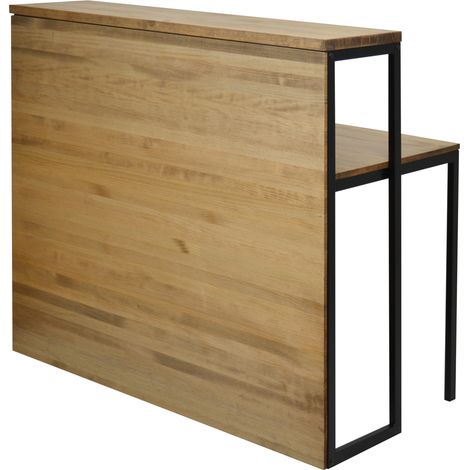 Mostrador iCub con mesa 60x120x110cm Negro en madera maciza de pino acabado vintage estilo industrial Box Furniture (1/5)