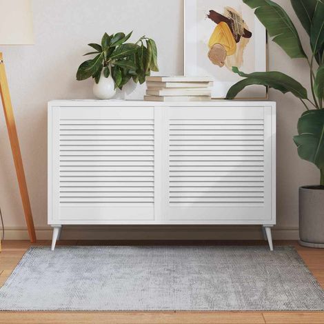 vidaXL Portes d'armoire à persiennes 2pcs blanc 61,5x59,4cm pin massif (1/5)