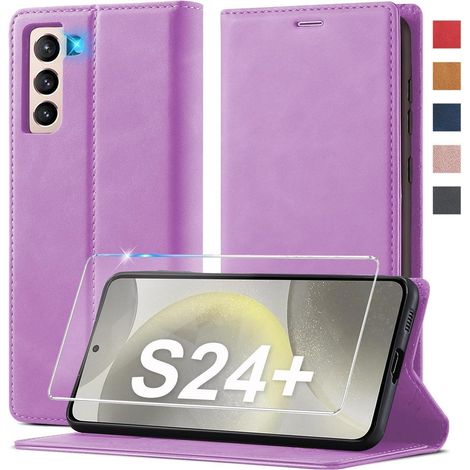 Coque portefeuille à rabat en cuir pour Samsung S24 Plus avec béquille et fermeture magnétique (1/5)