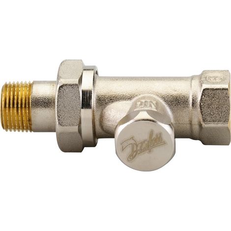 Danfoss – Té de réglage RLV-S 15 nickelé – Raccord radiateur R 1/2 droit – Température max 120°C – Fini impeccable sans fuites (1/5)