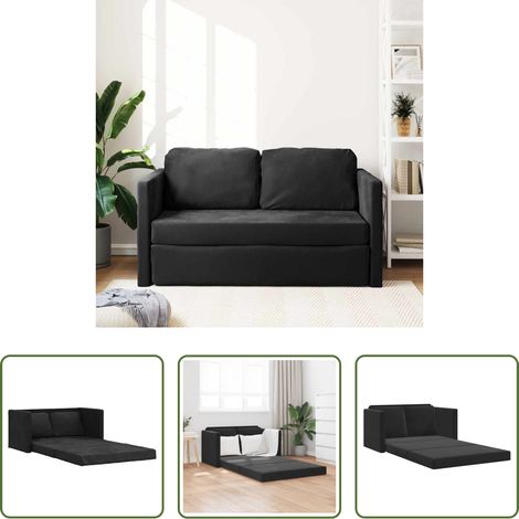 Canapé pliable - Canapé-lit 2 en 1 noir 122x204x55 cm velours (1/5)