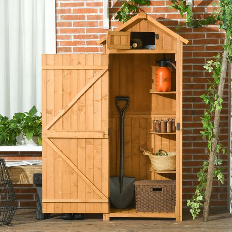Armario jardín con estantes extraíbles madera amarilla HAVRYA (1/4)