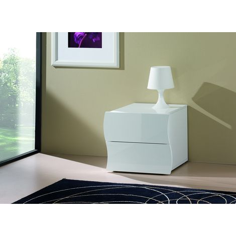 Chevet moderne laqué blanc Onida (1/4)