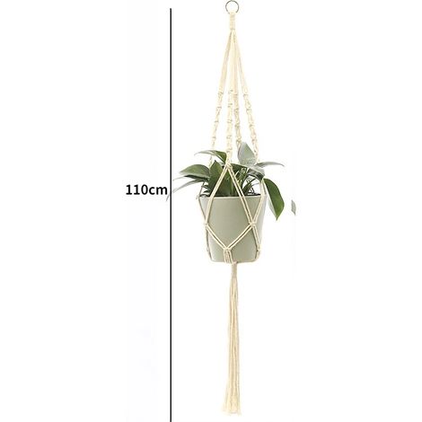 (c-25) Panier suspendu en macramé fait main pour plantes, pot de fleurs, décoration de balcon, corde de levage nouée, style bohème, décoration pour la maison et le jardin (1/4)