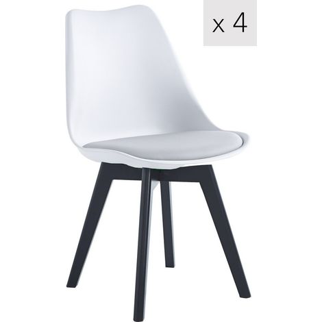 Nordlys - Lot de 4 chaises de salle a manger scandinaves pieds bois (1/5)