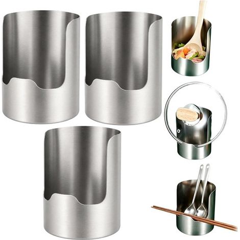 Multifunktionales Küchenutensilien-Aufbewahrungsregal, Aufbewahrungsregal für Töpfe und Löffel aus Edelstahl (3-teiliges Set) (1/5)
