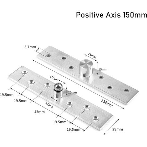 Charnière pivotante de porte (axe positif 150 mm) en acier inoxydable, axe de positionnement haut/bas, rotation à 360°, robuste (1/5)