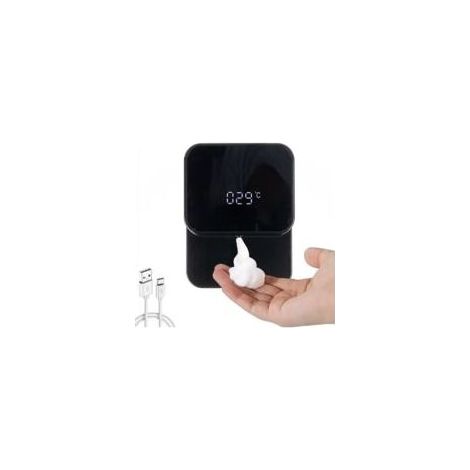 – Distributeur de savon automatique mural – Détection infrarouge – Affichage LED – Capacité 280 ml – Installation sans perçage – Noir (1/4)