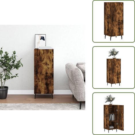 Buffet Chêne fumé 34,5x34x90 cm Bois d'ingénierie - Buffet Moderne - Meuble De Rangement - Buffet Design - Commode - Armoire Murale (1/5)