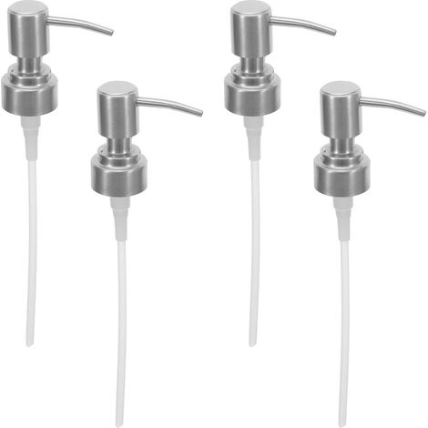 Silver Stainless Steel Soap Dispenser Pump, 4pcs for Glass Bottles, Bath Accessories, Suitable for Kitchen and Bathroom (1/5)