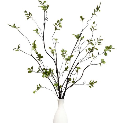 Lot de 3 tiges et Branches de Plantes artificielles pour Vase Haut, Branches d'arbre artificielles et brindilles pour décoration (Vert) (1/5)