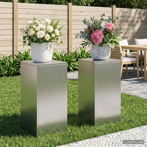vidaXL Plant Stand 2 pcs Silver 30 x 30 x 60 cm Steel (1/5)