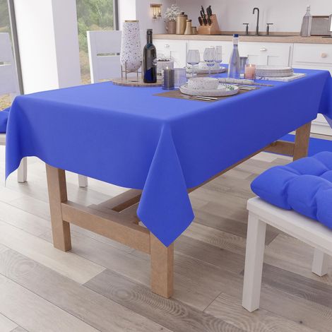 Nappe rectangulaire, élégante, Couleur Unie en Coton, pour Table de Cuisine, Nappe Bleu électrique pour 18 Places (140 x 360 cm), 100% fabriquée en Italie (1/4)
