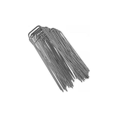 Piquet De Fixation - Acier Galvanisé - 200 x 40 mm - Diamètre 2,5 mm - Pour Bâche Anti-mauvaises Herbes - Lot De 50 (1/5)