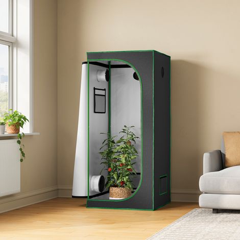 WOLTU Growzelt Gewächshaus Growbox Pflanzenzelt Zuchtzelt Zuchtschrank mit Belüftungsöffnungen Beobachtungsfenstern, für Balkon Garage, 80x80x180 cm, Schwarz