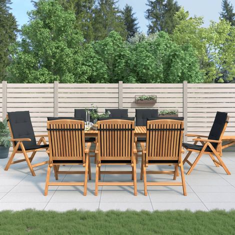 Gartenstühle mit Auflagen 8 Stk. Massivholz Teak (1/5)