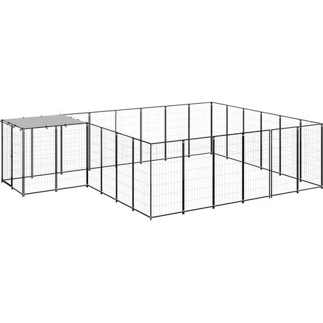 Maison Exclusive - Gabbia per Cani Nera 12,1 m² in Acciaio (1/5)
