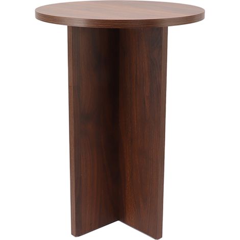 Table ronde en bois massif ancien couleur thé, petite table à café en bois pour salon et chambre (1/5)