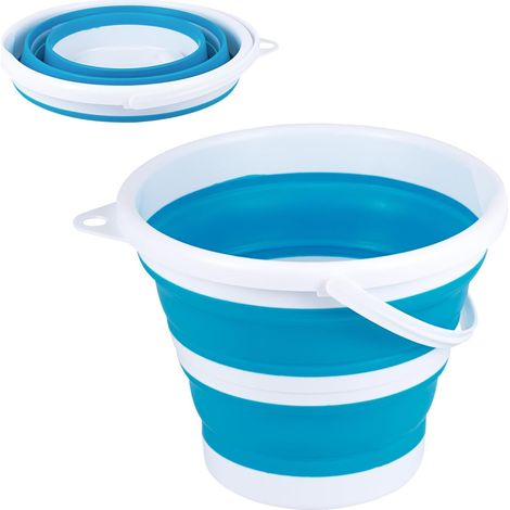 1 Seau Pliable, 3 Litres, Matériaux PP Et TPR, Design Compact, Pour Camping, Plage, Nettoyage (1/5)