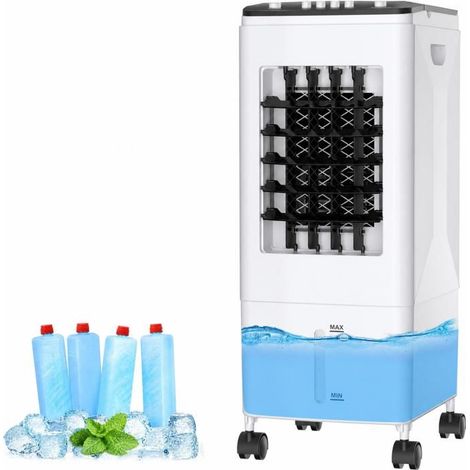 Ecleanfy - Climatiseur Mobile Rafraîchisseur d’Air, Réservoir 6L, 4 Blocs Réfrigérants, 60W Économie d’Énergie, 40dB Silencieux,3 Vitesses