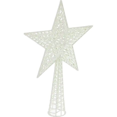 Cimier Déco Avec Paillettes "Étoile" 38cm Écru