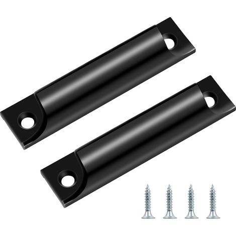2 Pcs Poignées de Porte de Balcon en Métal, Poignée de Porte Coulissante, Poignée de Barre en Aluminium, Poignee de Tiroir pour Armoires, Fenêtres, Balcon Extérieure (Noir) (1/5)